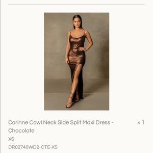 Meshki Chocolate Cowl Neck Dress